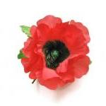 Handmade And Hand Painted Red Silk Poppy Brooch